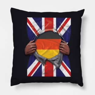 Germany Flag Great Britain Flag Ripped - Gift for German From Germany Pillow