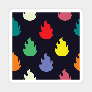 Colorful Fire Flame Lit Pattern Magnet