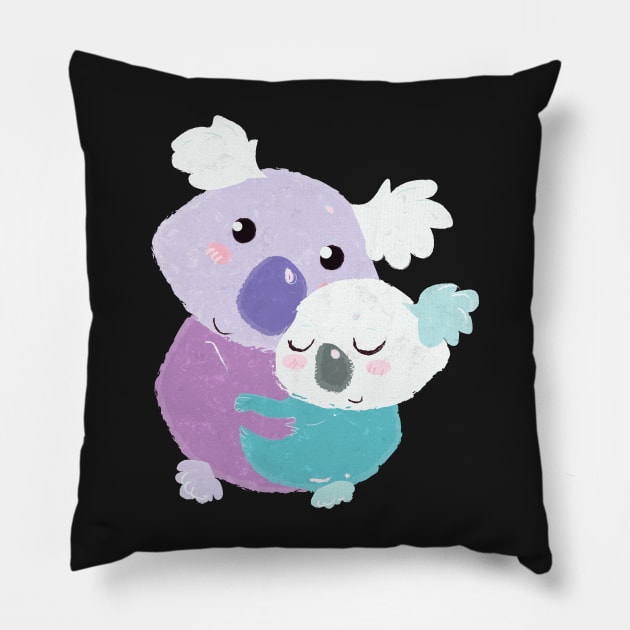 Little cute Koala family hug Pillow by markatos