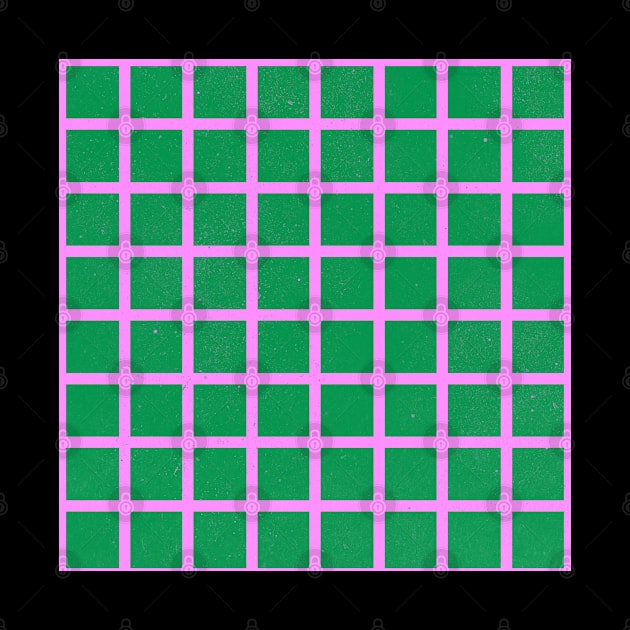 Funky Retro Grid 70s Green Pink by Trippycollage