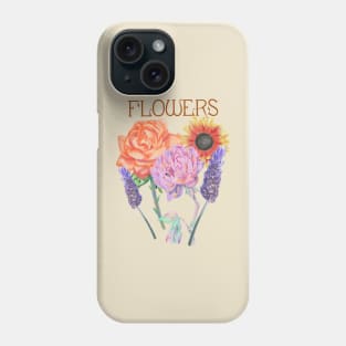 Vintage Flowers - rose, sunflower, peony and lavender Phone Case