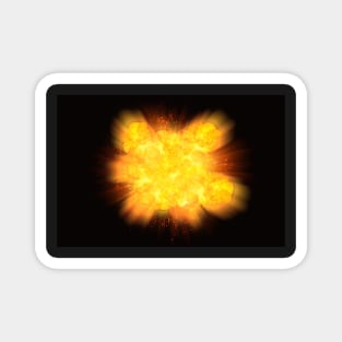 Massive fiery explosion with sparks on black background Magnet