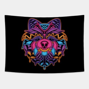 Dog In Neon Color Tapestry