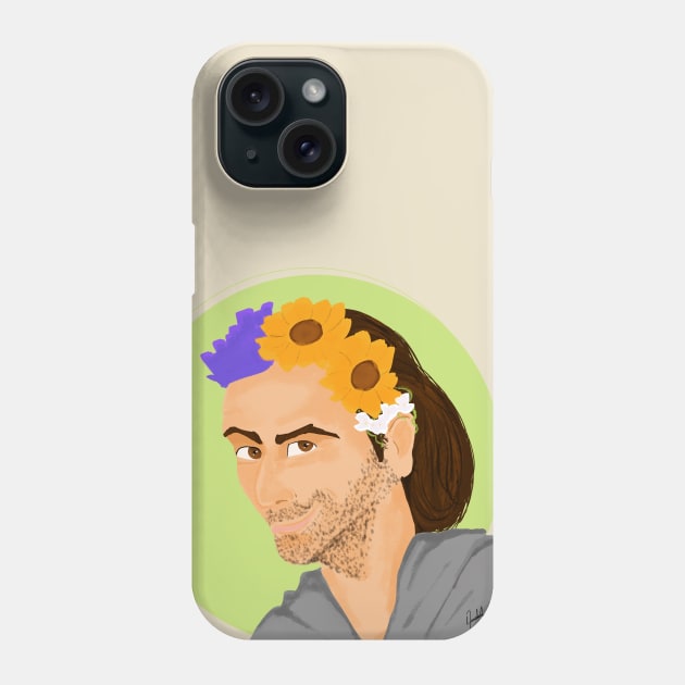 David Tennant wearing a flower crown Phone Case by AC Salva