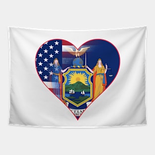 New York and American Flag Fusion Design Tapestry