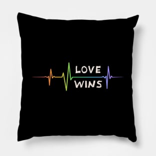 Love Wins Rainbow Heartbeat Pride Shirt, LGBTQ Pride, Gay Shirt, Lesbian Shirt, Gift for Gay Lesbian, Queer Pride Month Pillow