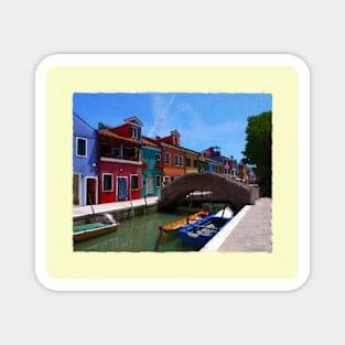 A canal bridge in Burano Italy Magnet