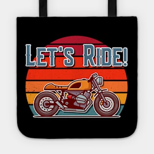 Let's Ride Cafe Racer Retro Vintage Adventure Motorbike Lovers Tote