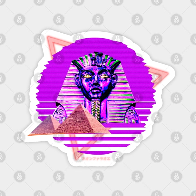 Synthwave Pharaoh Tutankhamun Vaporwave 80s Magnet by Shirt Vibin