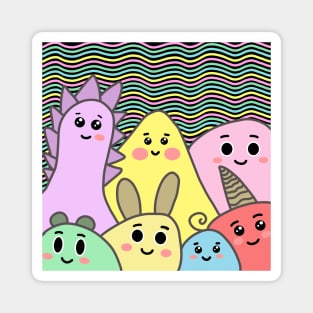 Cute Colorful Monsters Magnet