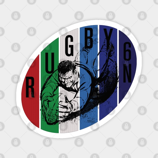 Rugby Six Nations Art by PPereyra Magnet by Pablo Pereyra Art