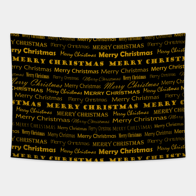 Golden Mery Christmas pattern Tapestry by katerinamk