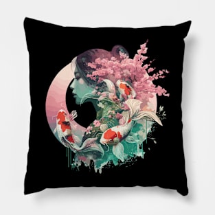 Koi Fishes Zen Woman Pillow