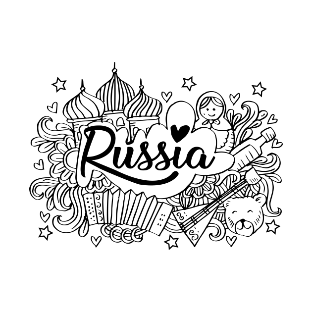 Hand lettering and doodles elements of Russia by Handini _Atmodiwiryo