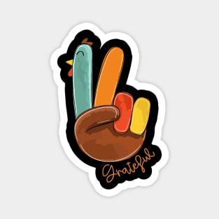 Peace Sign Turkey Greatful Retro Thanksgiving Turkey Magnet