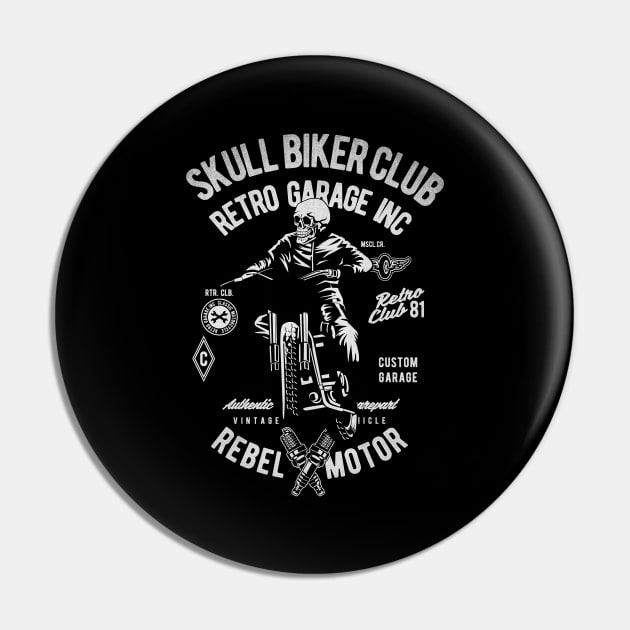 Skull Biker Club Pin by Tempe Gaul