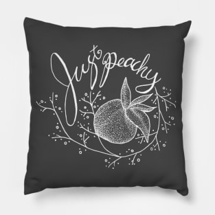 Just Peachy - chalkboard style, puns, floral Pillow