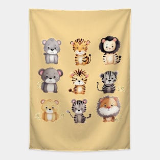 Cute Watercolour Animals Tapestry