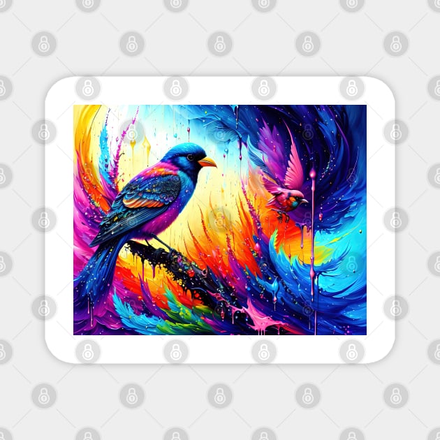 Artistic colourful digital painting of a bird. Magnet by Russell102