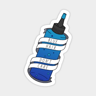 Blue Hair Don't Care Cartoon Dye Bottle Magnet