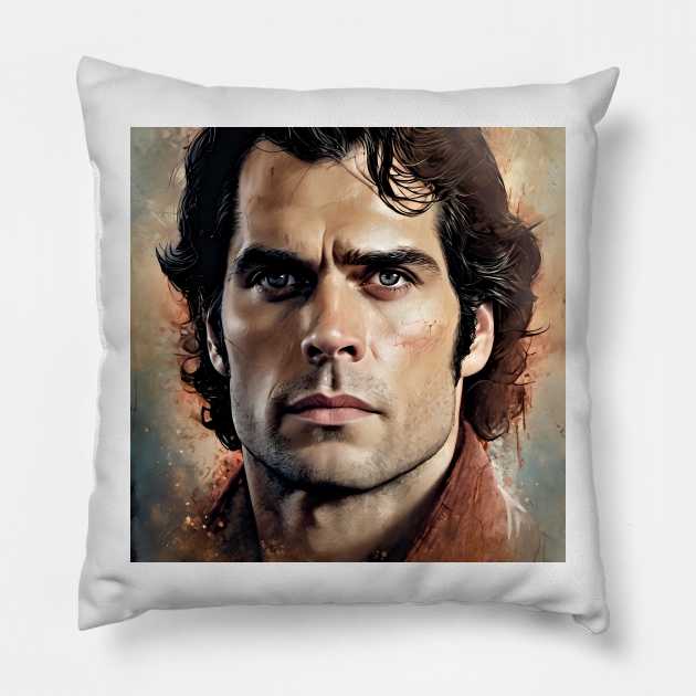 Portrait of Henry Cavill Pillow by bogfl