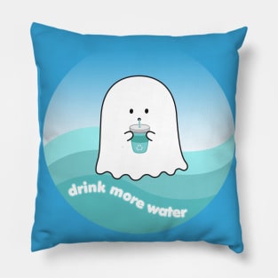 Gordie the Ghost (drink more water) | by queenie's cards Pillow