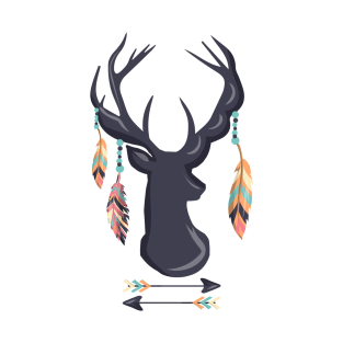 Bohemian Deer Antlers With Feathers Arrow Shirt Gift T-Shirt