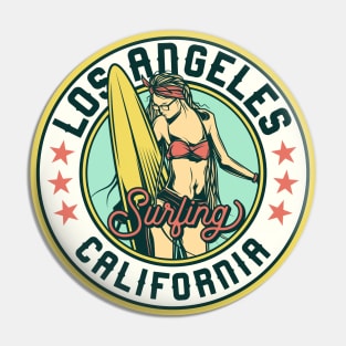 Vintage Surfing Badge for Los Angeles, California Pin
