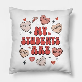 Teacher Valentines Day Positive Affirmations Candy Hearts Pillow