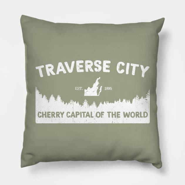 TC Michigan's Cherry Capital Traverse City Pillow by GreatLakesLocals