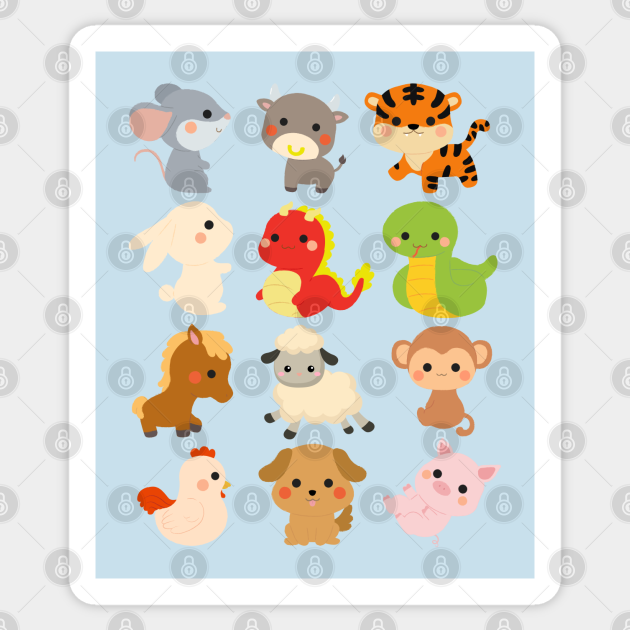 12 Chinese Zodiac Animals Cute Kawaii Colorful - Chinese Zodiac - Sticker | TeePublic 12 Chinese Zodiac Animals Cute Kawaii Colorful - Chinese Zodiac - Sticker | TeePublic