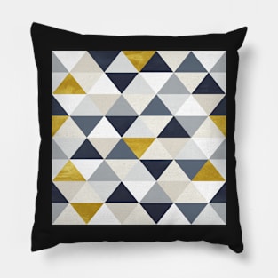 Geometric Triangles in Navy and Gold Pillow