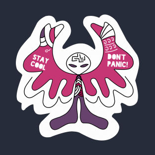 Alien Doodle Art Colored, Stay Cool, Don't Panic! T-Shirt