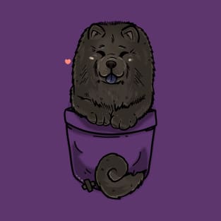 Pocket Cute Chow Chow Black Fur T-Shirt