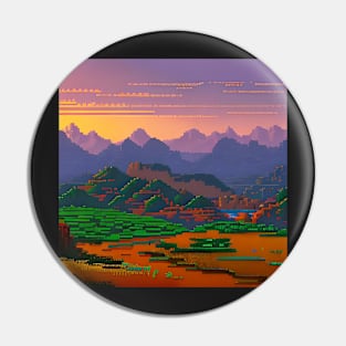 Retro video game nostalgia landscape Pin