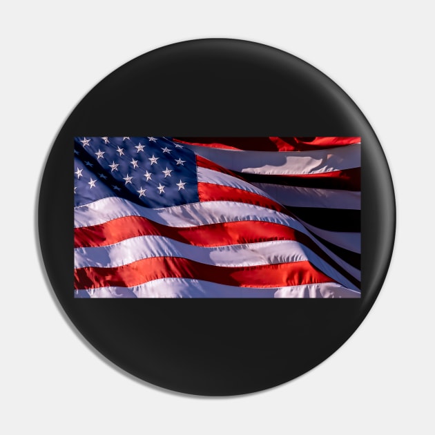 American Flag in the Wind Pin by jecphotography
