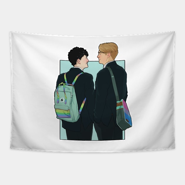 Charlie and Nick heartstopper - pride Tapestry by daddymactinus