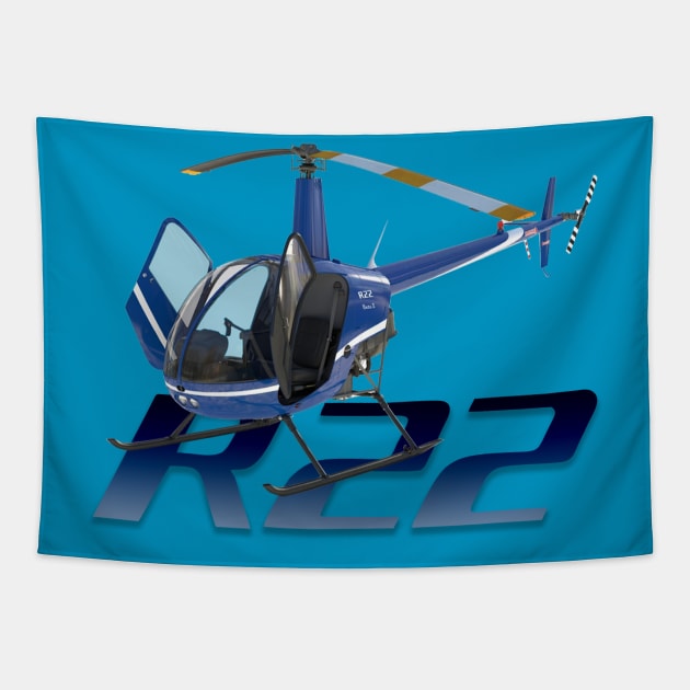 R22 helicopter Tapestry by Caravele