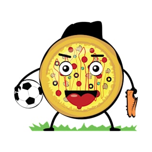 Pizza Football / Soccer Player - Funny Character Illustration T-Shirt