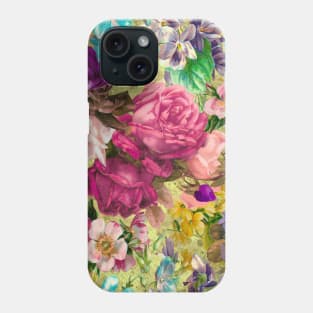 Elegant Vintage floral pattern heaven, shabby chic, plants pattern, botanical illustration, yellow vintage floral Phone Case