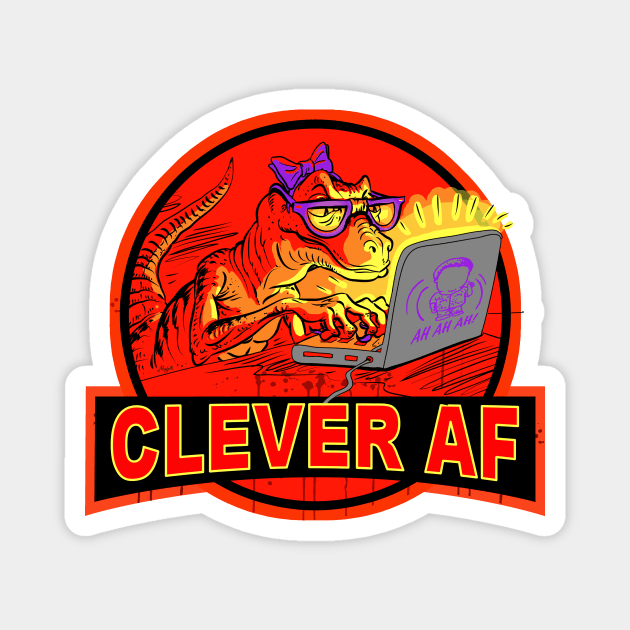 Clever AF Velociraptor Computer Hacker Magnet by Mudge