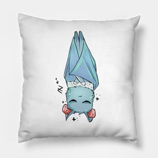 light blue cute bat sleeping upside down Pillow