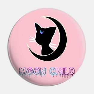 Moon Child Black Cat Galaxy Aesthetic Witchy Wiccan Pastel Gothic Boho Hipster Pin