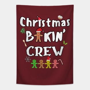 Christmas Baking Crew typography and cute doodle Tapestry