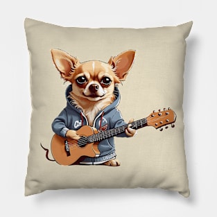 Chihuahua Playing Guitar Pillow