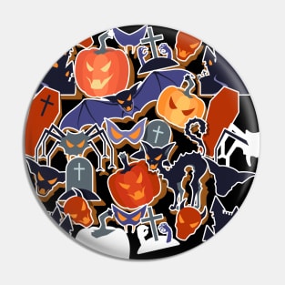 Spooky halloween ghost and pumpkins Pin