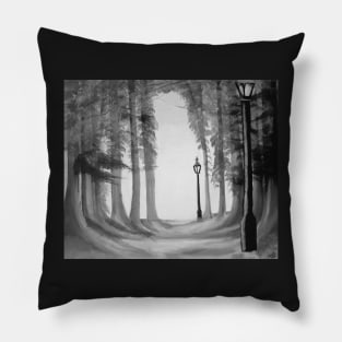 Autumn leaves - black and white - monochrome park Pillow