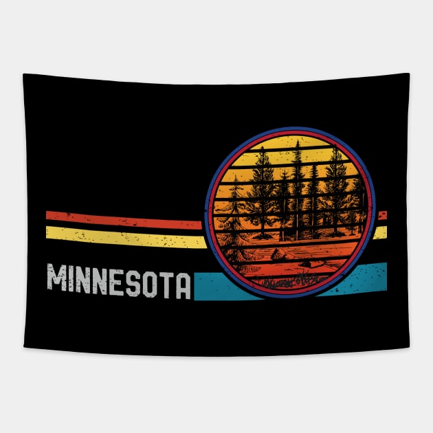 Retro Vintage Minnesota Mn 80s Forest Lake Mountain Sunset Tapestry by mrsmitful01