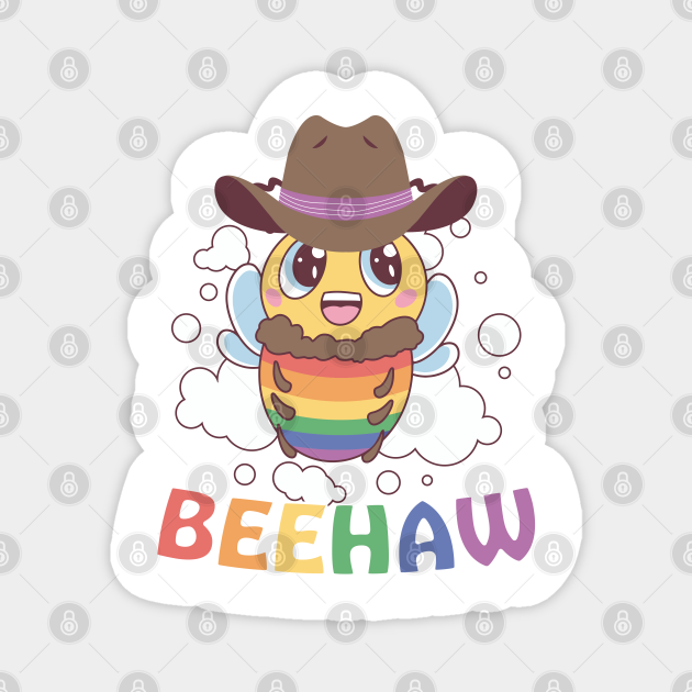 Funny LGBTQ Bee Haw Bumblebee Cowboy Hat Pride - Funny - Magnet | TeePublic