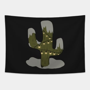 Xmas Lights Cactus Tree Tapestry